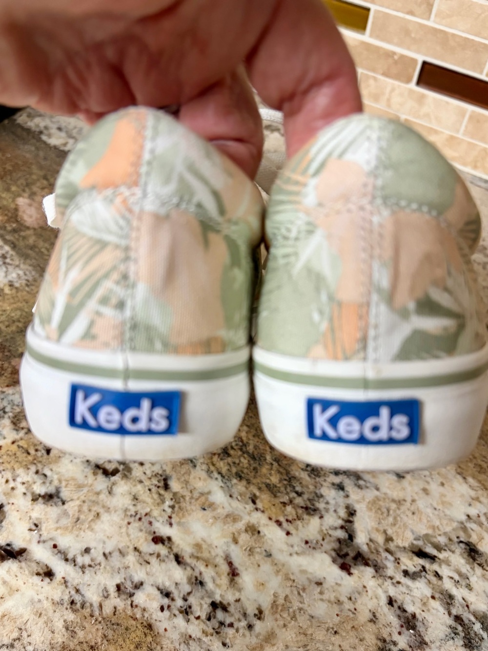 Keds Women's Tropical Print Lace-Up Sneakers in Cream, Sage & Peach